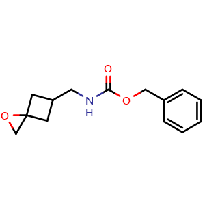 Chemical structure of benzyl N-(1-oxaspiro[2.3]hexan-5-ylmethyl)carbamate , CAS 2802621-87-8, AChemBlock V153497