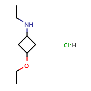 Chemical structure of 3-ethoxy-N-ethyl-cyclobutanamine hydrochloride , AChemBlock V153508