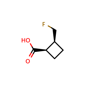 Chemical structure of (1R,2S)-2-(fluoromethyl)cyclobutanecarboxylic acid , CAS 2920206-11-5, AChemBlock V153514