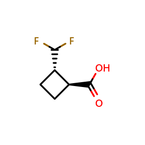 Chemical structure of (1S,2S)-2-(difluoromethyl)cyclobutanecarboxylic acid , CAS 2920219-37-8, AChemBlock V153518