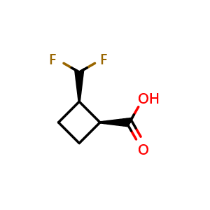 Chemical structure of (1S,2R)-2-(difluoromethyl)cyclobutanecarboxylic acid , CAS 2920179-76-4, AChemBlock V153519