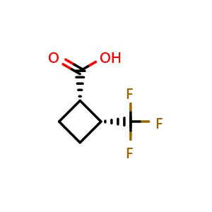 Chemical structure of (1S,2R)-2-(trifluoromethyl)cyclobutanecarboxylic acid , CAS 2920180-28-3, AChemBlock V153525