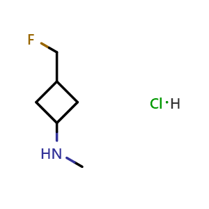 Chemical structure of 3-(fluoromethyl)-N-methyl-cyclobutanamine hydrochloride , AChemBlock V153528