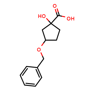 Chemical structure of 3-benzyloxy-1-hydroxy-cyclopentanecarboxylic acid , CAS 2920399-12-6, AChemBlock V153532
