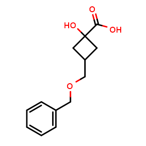 Chemical structure of 3-(benzyloxymethyl)-1-hydroxy-cyclobutanecarboxylic acid , CAS 2920390-14-1, AChemBlock V153534