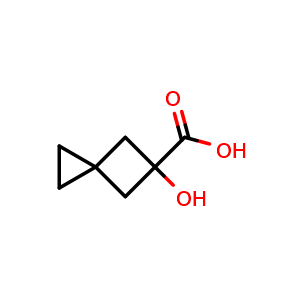 Chemical structure of 5-hydroxyspiro[2.3]hexane-5-carboxylic acid , CAS 2920391-52-0, AChemBlock V153538