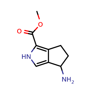 Chemical structure of methyl 6-amino-2,4,5,6-tetrahydrocyclopenta[c]pyrrole-3-carboxylate , CAS 2920400-69-5, AChemBlock V153577