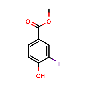 Chemical structure of methyl 4-hydroxy-3-iodo-benzoate , CAS 15126-06-4, AChemBlock V153588