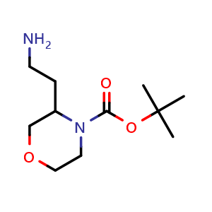 Chemical structure of tert-butyl 3-(2-aminoethyl)morpholine-4-carboxylate , CAS 1174636-48-6, AChemBlock V153598