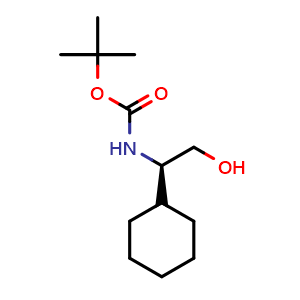 Chemical structure of tert-butyl N-[(1R)-1-cyclohexyl-2-hydroxy-ethyl]carbamate , CAS 188348-00-7, AChemBlock V153610