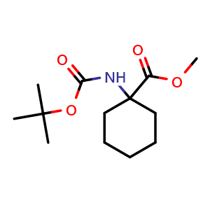Chemical structure of methyl 1-(tert-butoxycarbonylamino)cyclohexanecarboxylate , CAS 1144505-90-7, AChemBlock V153614