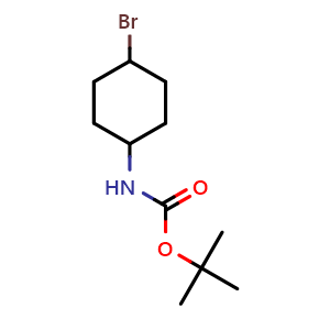 Chemical structure of tert-butyl N-(4-bromocyclohexyl)carbamate , CAS 1353963-71-9, AChemBlock V153615