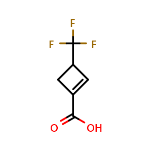 Chemical structure of 3-(trifluoromethyl)cyclobutene-1-carboxylic acid , CAS 2891599-87-2, AChemBlock V153627