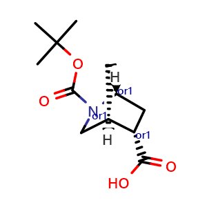 Chemical structure of exo-2-tert-butoxycarbonyl-2-azabicyclo[2.2.1]heptane-5-carboxylic acid , CAS 2227198-13-0, AChemBlock V153630