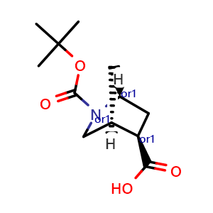 Chemical structure of endo-2-tert-butoxycarbonyl-2-azabicyclo[2.2.1]heptane-5-carboxylic acid , CAS 2902653-01-2, AChemBlock V153631