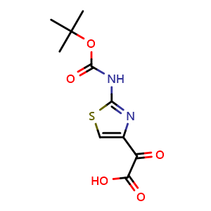 Chemical structure of 2-[2-(tert-butoxycarbonylamino)thiazol-4-yl]-2-oxo-acetic acid , CAS 73181-56-3, AChemBlock V153639