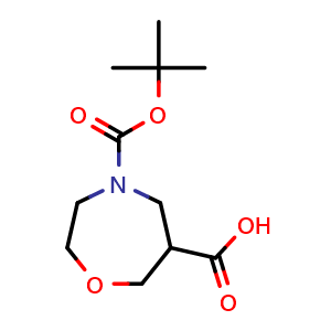 Chemical structure of 4-tert-butoxycarbonyl-1,4-oxazepane-6-carboxylic acid , CAS 1269755-58-9, AChemBlock V153641