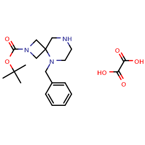 Chemical structure of tert-butyl 5-benzyl-2,5,8-triazaspiro[3.5]nonane-2-carboxylate oxalic acid , CAS 2896251-56-0, AChemBlock V153647
