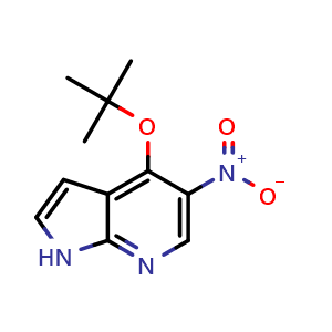 Chemical structure of 4-tert-butoxy-5-nitro-1H-pyrrolo[2,3-b]pyridine , CAS 2806975-28-8, AChemBlock V153670