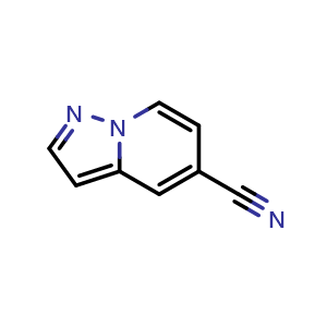 Chemical structure of pyrazolo[1,5-a]pyridine-5-carbonitrile , CAS 1352903-96-8, AChemBlock V153672