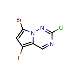 Chemical structure of 7-bromo-2-chloro-5-fluoro-pyrrolo[2,1-f][1,2,4]triazine , CAS 2830342-74-8, AChemBlock V153675