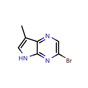 Chemical structure of 3-bromo-7-methyl-5H-pyrrolo[2,3-b]pyrazine , CAS 2891598-26-6, AChemBlock V153677