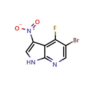 Chemical structure of 5-bromo-4-fluoro-3-nitro-1H-pyrrolo[2,3-b]pyridine , CAS 1172068-33-5, AChemBlock V153682