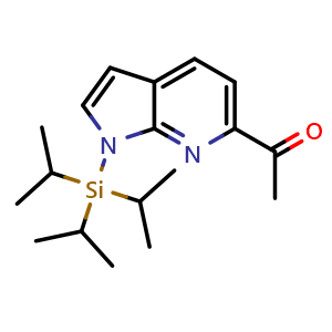 Chemical structure of 1-(1-triisopropylsilylpyrrolo[2,3-b]pyridin-6-yl)ethanone , CAS 2816914-46-0, AChemBlock V153685