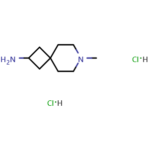 Chemical structure of 7-methyl-7-azaspiro[3.5]nonan-2-amine dihydrochloride , CAS 2725791-07-9, AChemBlock V153687