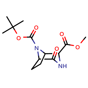 Chemical structure of O8-tert-butyl O2-methyl 4-oxo-3,8-diazabicyclo[3.2.1]octane-2,8-dicarboxylate , AChemBlock V153701