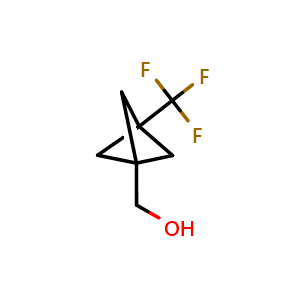 Chemical structure of [3-(trifluoromethyl)-1-bicyclo[1.1.1]pentanyl]methanol , CAS 2384784-97-6, AChemBlock V153703