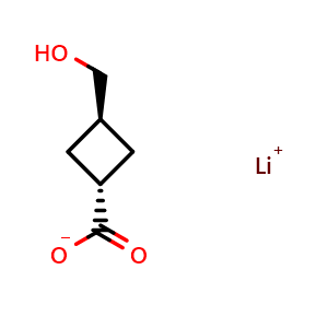 Chemical structure of trans-3-(hydroxymethyl)cyclobutanecarboxylic acid lithium salt , CAS 2866302-08-9, AChemBlock V153704