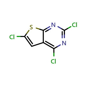 Chemical structure of 2,4,6-trichlorothieno[2,3-d]pyrimidine , CAS 1481569-71-4, AChemBlock V153732
