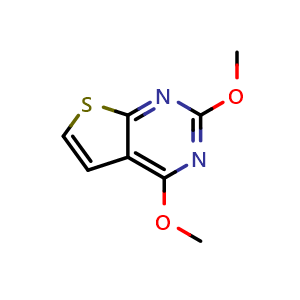 Chemical structure of 2,4-dimethoxythieno[2,3-d]pyrimidine , CAS 18740-40-4, AChemBlock V153734
