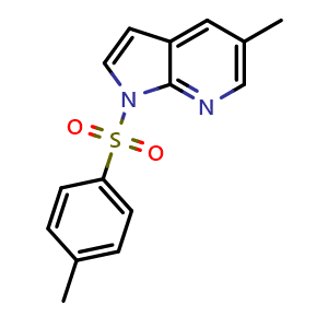 Chemical structure of 5-methyl-1-(p-tolylsulfonyl)pyrrolo[2,3-b]pyridine , CAS 1036028-15-5, AChemBlock V153735