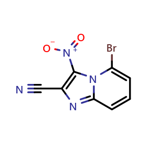 Chemical structure of 5-bromo-3-nitro-imidazo[1,2-a]pyridine-2-carbonitrile , CAS 2891598-72-2, AChemBlock V153752