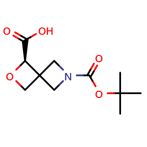 Chemical structure of (3R)-6-tert-butoxycarbonyl-2-oxa-6-azaspiro[3.3]heptane-3-carboxylic acid , CAS 2920205-99-6, AChemBlock V153795
