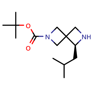 Chemical structure of tert-butyl (7S)-7-isobutyl-2,6-diazaspiro[3.3]heptane-2-carboxylate , CAS 2920218-36-4, AChemBlock V153813
