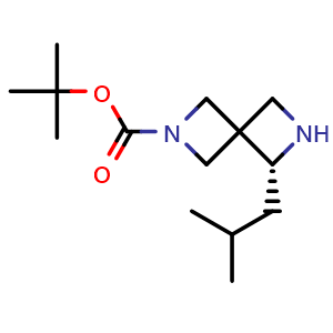 Chemical structure of tert-butyl (7R)-7-isobutyl-2,6-diazaspiro[3.3]heptane-2-carboxylate , CAS 2920187-87-5, AChemBlock V153814