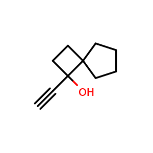 Chemical structure of 3-ethynylspiro[3.4]octan-3-ol , CAS 2105566-55-8, AChemBlock V153832
