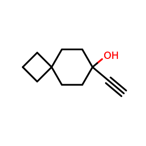 Chemical structure of 7-ethynylspiro[3.5]nonan-7-ol , CAS 2300687-32-3, AChemBlock V153836