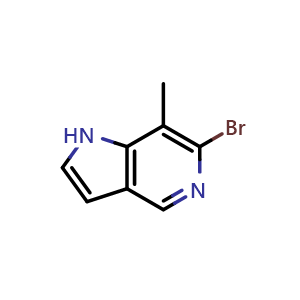 Chemical structure of 6-bromo-7-methyl-1H-pyrrolo[3,2-c]pyridine , CAS 1082040-89-8, AChemBlock V153868