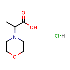 Chemical structure of 2-(morpholin-4-yl)propanoic acid hydrochloride , CAS 161907-45-5, AChemBlock V153879