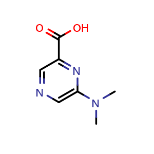 Chemical structure of 6-(dimethylamino)pyrazine-2-carboxylic acid , CAS 40262-53-1, AChemBlock V153909