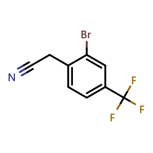 Chemical structure of 2-[2-bromo-4-(trifluoromethyl)phenyl]acetonitrile , CAS 474024-36-7, AChemBlock V153919
