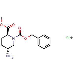 Chemical structure of O1-benzyl O2-methyl trans-5-aminopiperidine-1,2-dicarboxylate hydrochloride , CAS 2306253-26-7, AChemBlock V153922