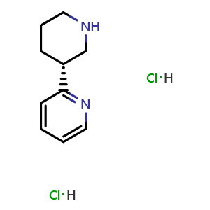 Chemical structure of 2-[(3R)-3-piperidyl]pyridine dihydrochloride , AChemBlock V153926
