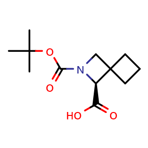 Chemical structure of (3S)-2-tert-butoxycarbonyl-2-azaspiro[3.3]heptane-3-carboxylic acid , CAS 2920206-32-0, AChemBlock V153942