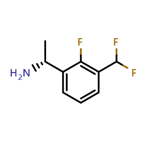 Chemical structure of (1R)-1-[3-(difluoromethyl)-2-fluoro-phenyl]ethanamine , CAS 1389852-29-2, AChemBlock V153951
