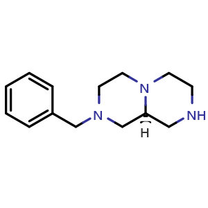Chemical structure of (9aS)-2-benzyl-1,3,4,6,7,8,9,9a-octahydropyrazino[1,2-a]pyrazine , CAS 2740471-05-8, AChemBlock V153968